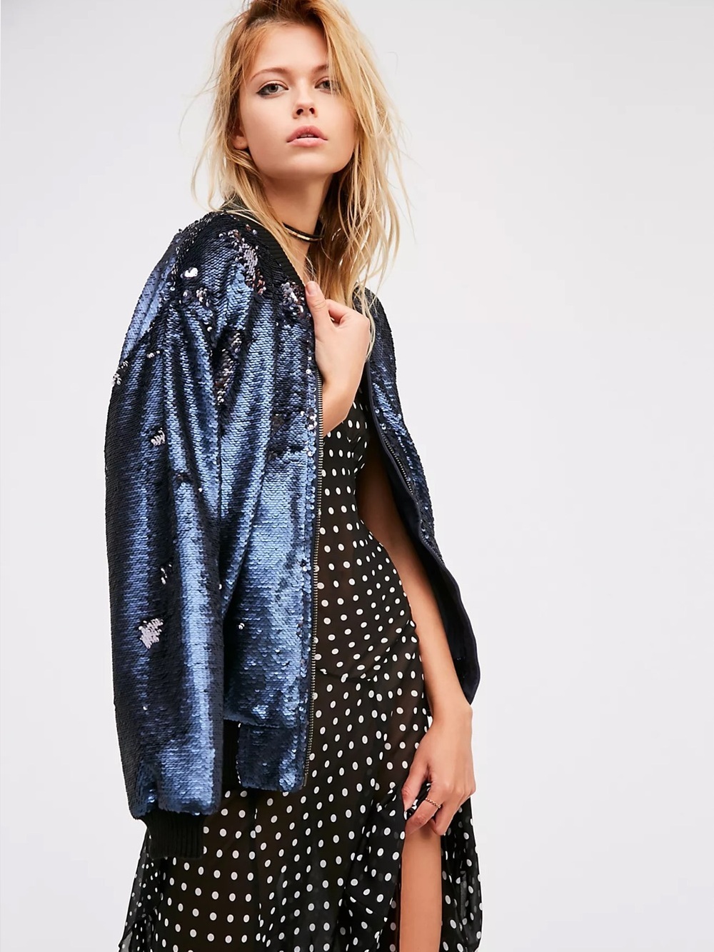 Free People Sequin Bomber Size S